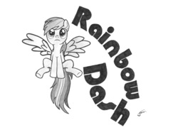 Size: 6968x5096 | Tagged: safe, artist:rofljay, rainbow dash, g4, absurd resolution, female, monochrome, solo