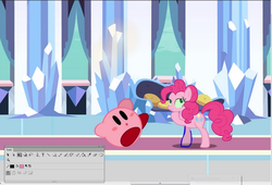 Size: 694x473 | Tagged: safe, edit, pinkie pie, puffball, g4, crystal empire, fake, flash, kirby, kirby (series), op is a duck, seems legit