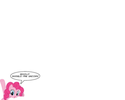 Size: 1280x1024 | Tagged: safe, artist:axemgr, artist:kishmond, pinkie pie, royal ribbon, earth pony, pony, g4, atheism, bow, female, invisible pink unicorn, mare, saddle, simple background, text, transparent background