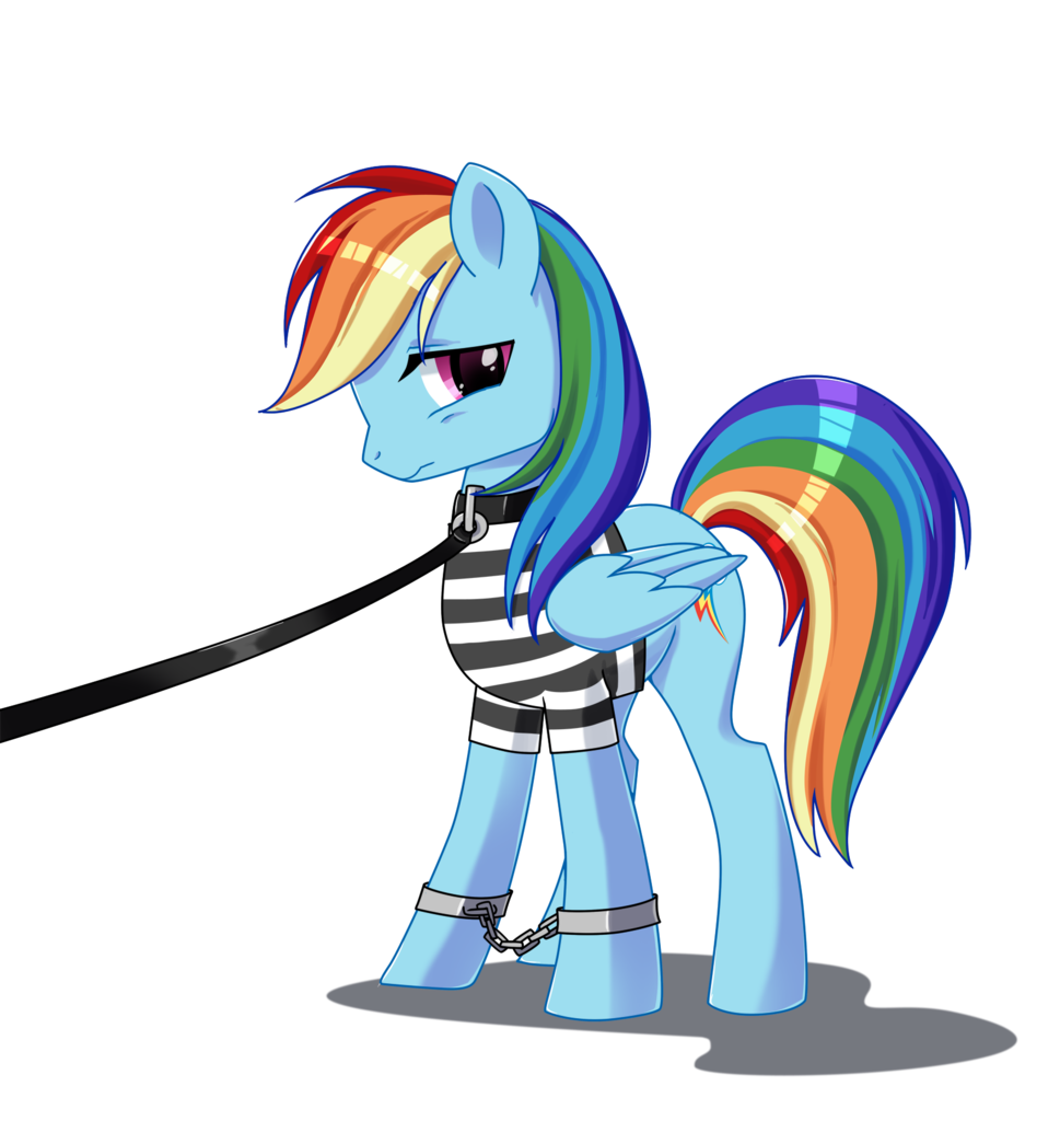 499568 Safe Artistmargony Rainbow Dash Clothes Collar Cuffs Female Leash Prison