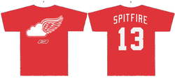 Size: 550x250 | Tagged: safe, artist:doctorxfizzle, spitfire, g4, clothes, detroit red wings, hockey, nhl, t-shirt