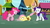 Size: 960x540 | Tagged: safe, screencap, fluttershy, pinkie pie, rarity, pony, g4, putting your hoof down, angry, dragging, glare, gritted teeth, out of context, ponies grabbing other ponies, pull, pulling, tail bite, tail pull, wide eyes