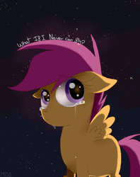 Size: 1512x1912 | Tagged: safe, artist:misspolycysticovary, scootaloo, pegasus, pony, g4, crying, female, scootaloo can't fly, solo