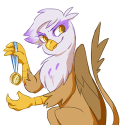 Size: 400x400 | Tagged: artist needed, dead source, safe, gilda, griffon, ask gilda, g4, female, medal, solo