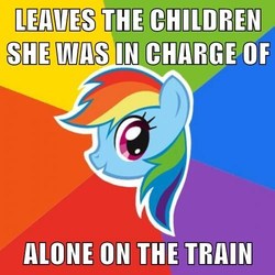 Size: 500x500 | Tagged: safe, rainbow dash, g4, female, image macro, neglect, solo