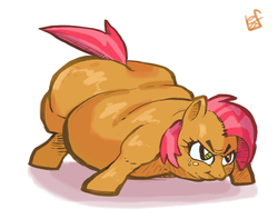 Size: 1000x750 | Tagged: safe, artist:holotuff, babs seed, earth pony, pony, belly, blob seed, fat, female, filly, obese, solo