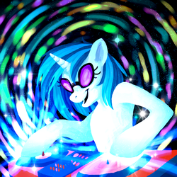 Size: 3600x3600 | Tagged: safe, artist:bluebirdrae288, artist:elkerae, dj pon-3, vinyl scratch, g4, female, solo