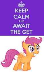 Size: 864x1412 | Tagged: safe, scootaloo, g4, excited, female, keep calm and carry on, solo