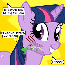 Size: 750x750 | Tagged: safe, spike, twilight sparkle, g4, album cover, frank zappa, parody, vector, weasels ripped my flesh