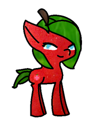 Size: 304x422 | Tagged: safe, artist:fakemoncreation, oc, oc only, earth pony, original species, pony, apple, happy apple, solo