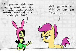 Size: 808x568 | Tagged: safe, artist:arconisis, scootaloo, g4, bob's burgers, louise belcher