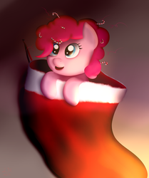 Size: 3100x3700 | Tagged: safe, artist:farondk, pinkie pie, g4, candy cane, christmas stocking, female, filly, solo
