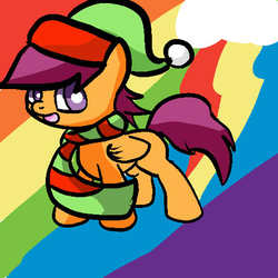 Size: 512x512 | Tagged: safe, artist:nimitea, artist:screwballthepirate, scootaloo, g4, clothes, female, hat, scarf, solo