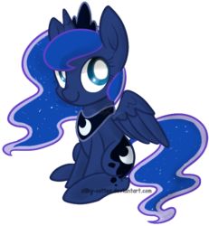 Size: 575x622 | Tagged: safe, artist:silky-cotton, princess luna, alicorn, pony, g4, cute, female, lunabetes, mare, simple background, sitting, solo, transparent background