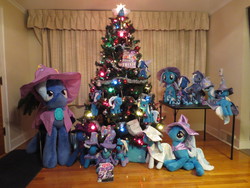 Size: 4608x3456 | Tagged: safe, artist:doublebackstitcharts, trixie, g4, christmas, irl, palindrome get, photo, pinecone, plushie, tree