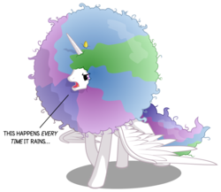 Size: 1439x1247 | Tagged: safe, artist:arvaus, princess celestia, alicorn, pony, g4, afro, alternate hairstyle, angry, annoyed, cute, cutelestia, dialogue, female, frizzy hair, frolestia, funny, glare, mare, messy mane, open, simple background, solo, transparent background, unamused, vector, wet mane