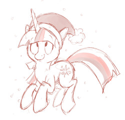 Size: 1280x1223 | Tagged: artist needed, safe, twilight sparkle, pony, unicorn, g4, 30 minute art challenge, christmas, cute, female, hat, mare, snow, snowfall, solo