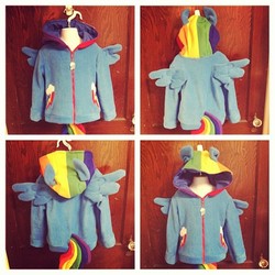 Size: 640x640 | Tagged: safe, artist:thugcorpseinc, rainbow dash, g4, clothes, craft, cutie mark, hoodie, photo