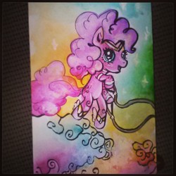 Size: 640x640 | Tagged: safe, artist:bbrightstar, pinkie pie, g4, female, photo, solo, traditional art, watercolor painting