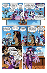 Size: 1040x1600 | Tagged: safe, idw, official comic, applejack, captain hoofbeard, fluttershy, pinkie pie, rainbow dash, rarity, twilight sparkle, alicorn, earth pony, pegasus, pony, unicorn, friendship is magic #14, g4, spoiler:comic, comic, dialogue, female, idw advertisement, mane six, mare, mouth hold, pirate, preview, twilight sparkle (alicorn)