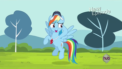 Size: 1280x720 | Tagged: safe, screencap, rainbow dash, pony, flight to the finish, g4, my little pony: friendship is magic, coach rainbow dash, female, flying, solo