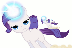 Size: 900x600 | Tagged: safe, artist:r1such4n, rarity, g4, animated, droste effect, female, filly, glowing horn, horn, infinity, rariquest, recursion, self ponidox, solo, unamused, wat, younger