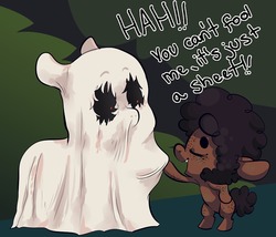 Size: 1050x900 | Tagged: safe, artist:tweissie, oc, oc only, oc:rice paddy, ghost, pony, bedsheet ghost, bipedal, halloween, nightmare night