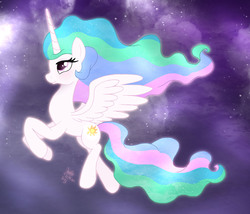 Size: 1400x1200 | Tagged: safe, artist:joakaha, princess celestia, alicorn, pony, g4, female, glowing, mare, missing accessory, profile, signature, solo