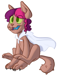 Size: 532x615 | Tagged: artist needed, useless source url, safe, oc, oc only, oc:marker pony, diamond dog, cape, clothes, solo, species swap