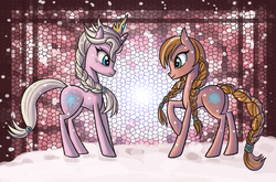 Size: 1100x726 | Tagged: safe, artist:raptor007, anna, disney, elsa, frozen (movie), ponified