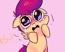 Size: 500x400 | Tagged: safe, artist:spanish-scoot, scootaloo, tumblr:preguntascootaloo, g4, female, solo