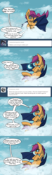 Size: 1000x3361 | Tagged: safe, artist:darkflame75, scootaloo, bat pony, pony, g4, ask, bat ponified, female, race swap, scootabat, solo, student of the night, tumblr