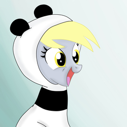 Size: 2200x2200 | Tagged: safe, artist:shiarr, derpy hooves, panda, pegasus, pony, g4, clothes, costume, female, mare, solo