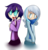 Size: 846x889 | Tagged: safe, artist:skullbow09, oc, oc only, oc:nyx, oc:snowdrop, human, arm hooves, clothes, duo, female, human coloration, humanized, light skin, no nose, open mouth, scarf, simple background, smiling, snownyx, transparent background