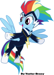 Size: 3155x4380 | Tagged: safe, artist:vector-brony, rainbow dash, zapp, pegasus, pony, g4, power ponies (episode), female, flying, power ponies, simple background, solo, transparent background