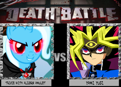 Size: 1008x720 | Tagged: safe, trixie, g4, alicorn amulet, death battle, exploitable meme, meme, yami yugi, yu-gi-oh!, yugi muto