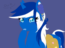 Size: 4000x3012 | Tagged: safe, artist:agis-octavious, oc, oc only, oc:blue bonnet, pony, unicorn, blushing, drool, solo