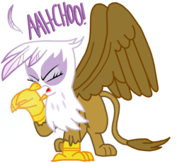 Size: 2500x2300 | Tagged: safe, artist:masterxtreme, gilda, griffon, g4, eyes closed, feather, female, fetish, frown, open mouth, simple background, sneezing, sneezing fetish, solo, spread wings, transparent background