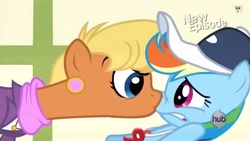 Size: 846x476 | Tagged: safe, screencap, ms. harshwhinny, rainbow dash, pony, flight to the finish, g4, boop, coach rainbow dash, out of context