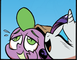 Size: 271x211 | Tagged: safe, idw, official comic, rarity, spike, g4, spoiler:comic