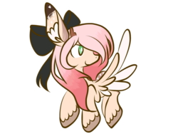 Size: 1024x768 | Tagged: safe, artist:k-ouha, oc, oc only, deer, deer pony, hybrid, original species, peryton, pony, bow, fusion, heart, solo