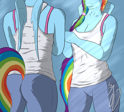 Size: 2700x2445 | Tagged: safe, artist:mythicaljazz, rainbow dash, anthro, g4, breasts, female, mirror