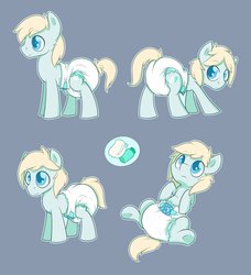 Size: 1167x1280 | Tagged: safe, artist:cuddlehooves, oc, oc only, oc:crinkle powder, diaper, non-baby in diaper, poofy diaper, solo