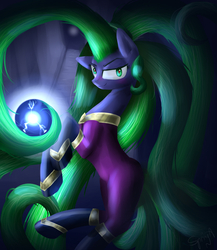 Size: 2000x2300 | Tagged: dead source, safe, artist:alicjaspring, mane-iac, earth pony, pony, g4, power ponies (episode), electro orb, female, long mane, long tail, looking at you, mare, prehensile mane, prehensile tail, smiling, solo