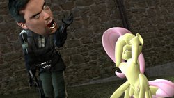 Size: 1191x670 | Tagged: dead source, safe, fluttershy, g4, 3d, barney calhoun, crying, gmod, half-life, half-life 2, pervy calhoun