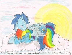 Size: 1620x1224 | Tagged: safe, artist:mlp-hatersgonnahate, rainbow dash, soarin', g4, female, male, ship:soarindash, shipping, straight, traditional art