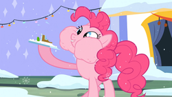 Size: 960x540 | Tagged: safe, screencap, pinkie pie, g4, hearth's warming eve (episode), female, hearth's warming eve, puffy cheeks, solo