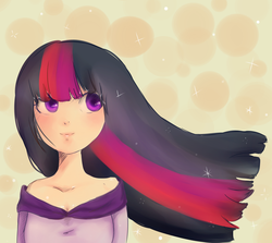 Size: 1024x912 | Tagged: safe, artist:cosmicponye, twilight sparkle, human, g4, female, humanized, light skin, solo