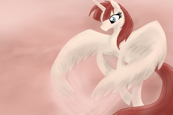Size: 899x599 | Tagged: safe, artist:julyakasiva, oc, oc only, oc:fausticorn, alicorn, pony, beautiful, cloud, cloudy, flying, lauren faust, solo