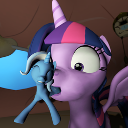 Size: 1080x1080 | Tagged: safe, trixie, twilight sparkle, alicorn, pony, g4, 3d, female, fetish, mare, micro, source filmmaker, trixie prey, twilight sparkle (alicorn), twipred, vore, wat